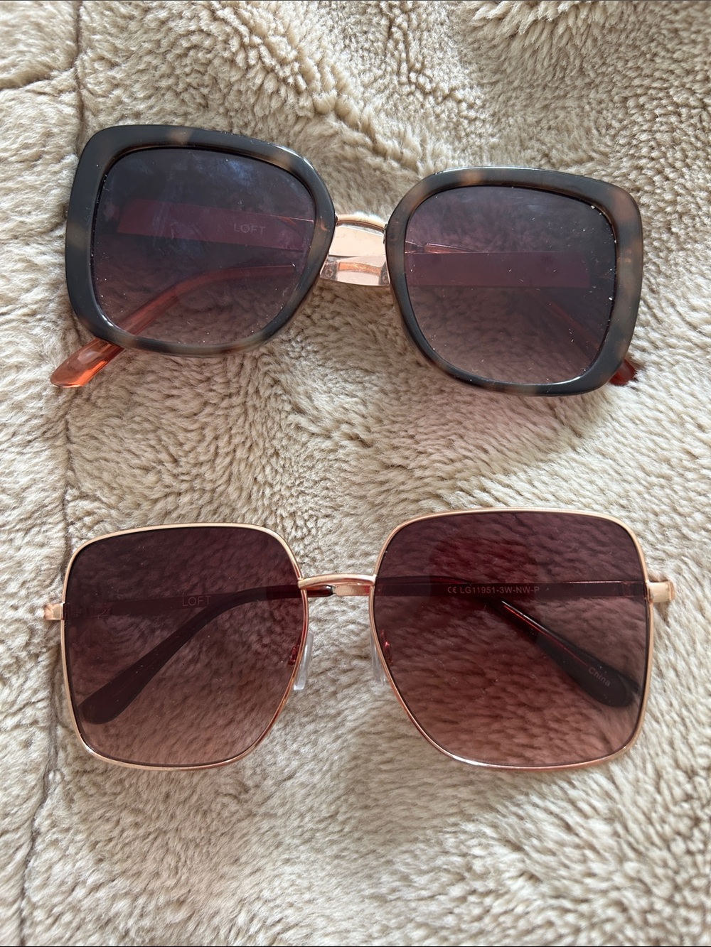 LOFT Women's Square Tortoiseshell and Gold Sunglasses